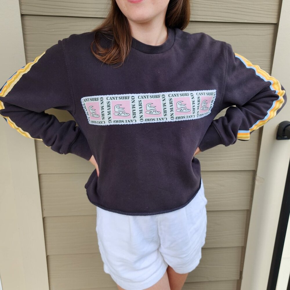 Drift Collective Sportswear Unique Cropped Crewneck Sweatshirt in Dark Gray